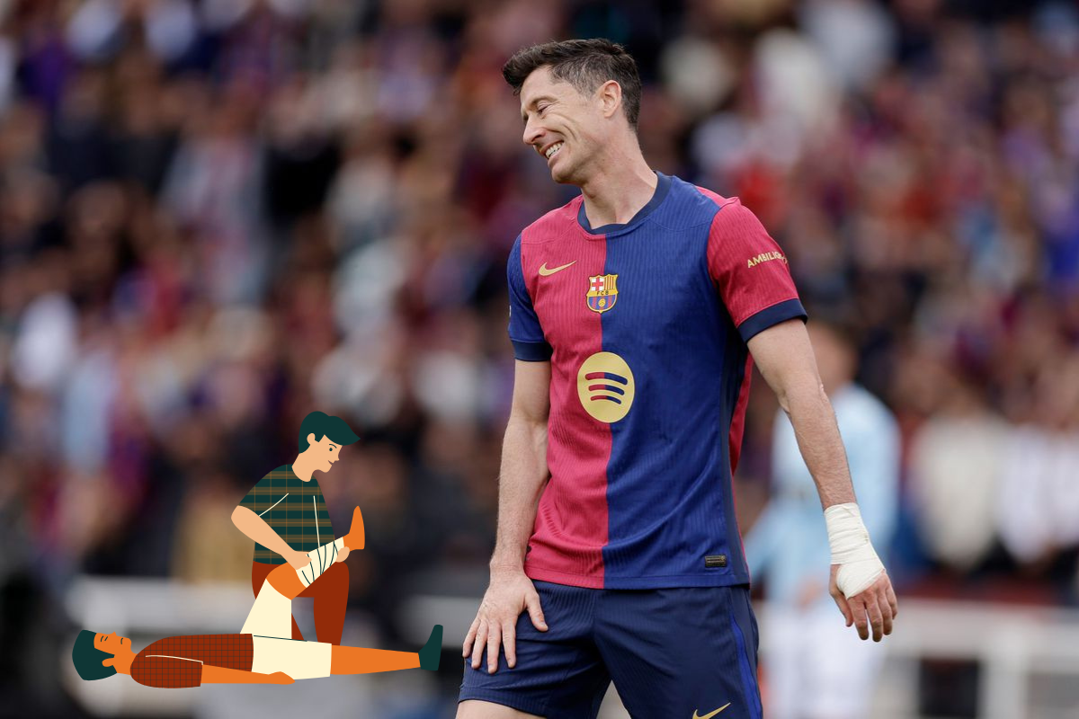 Robert Lewandowski injury vs Celta Vigo April 2025